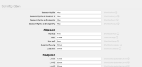 Schriften (fonts.scss): Schriftgrößen