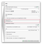 Bild-Element Bearbeitung mit Copyright-Text