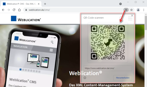 Chrome: QR-Code erstellt