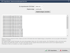 CSV Importieren Maske - importiert