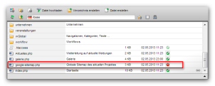 Dateiexplorer - Inhaltsprojekt mit google-sitemap.php
