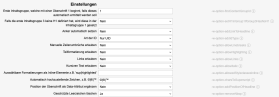 Überschrift: Allgemeine Einstellungen