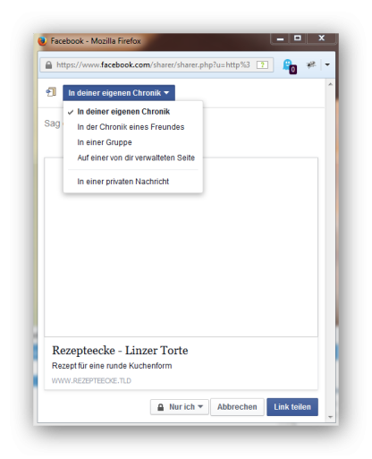 Facebook Sharer-Funktion mit Auswahl