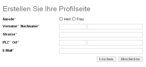 Formular: Profilseite erstellen