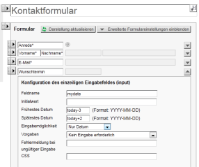 Kalenderauswahl im Formular einschränken