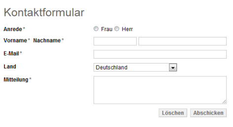 Formular mit vorausgewähltem Land