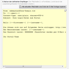 Formulareditor - Erweiterte Formulareinstellungen (E-Mail an den definierten Empfänger)