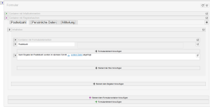 Formular mit Registerlaschen-Container