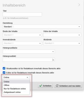 Inhaltsbereich - Online-Status