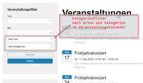 Kategorienfilter im Veranstaltungskalender