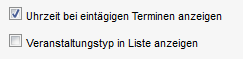 Listenoption für Veranstaltungskalender - Uhrzeit bei eintägigen Terminen anzeigen
