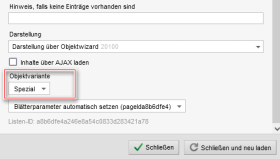 Listenoptionen mit erweiterter Pflegemaske