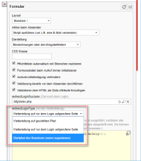 Login-Formular - Auswahl redirectLoginType