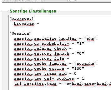 Domainfactory - PHP.ini Editor (Sonstige Einstellungen)
