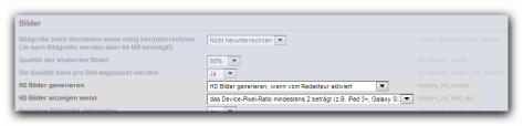 Projektkonfiguration (Variablen) - HD-Bilder