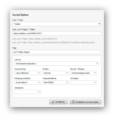 Social Button für Twitter - Link zum Teilen