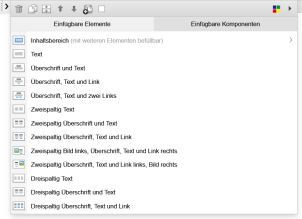Struktureditor: Sofortauswahl der Komponenten