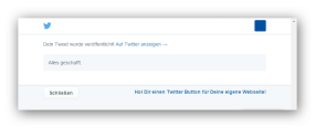 Twitter Sharer-Funktion - Meldung getwittert