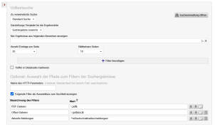 Volltextsuche - Strukturelement Suchergebnis mit Filter auf Pfade