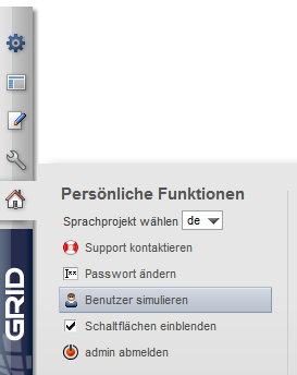 Weblication® Panel - Benutzer simulieren