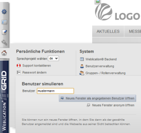 Weblication® Panel - Pflegebenutzer simulieren
