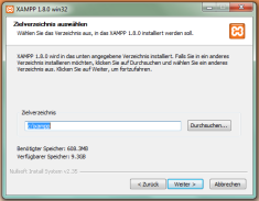 XAMPP Windows Installation - Zielverzeichnis
