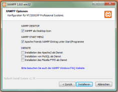XAMPP Windows Installation - Konfiguration