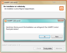 XAMPP Windows Installation - Glückwunsch! Panel starten?