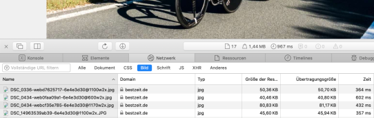 Dateigröße von JPEG-Bildern