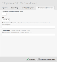 Pflegbares Feld für Objektdaten - Dynamisches Einblenden