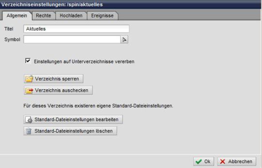 Verzeichniseinstellungen Allgemein